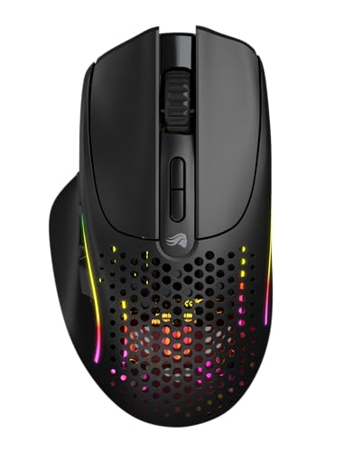 Glorious Gaming Model I 2 Wireless Gaming Mouse – Hybrid 2.4Ghz & Bluetooth, 75 g superleicht, 9 Tasten (2 austauschbar), PTFE-Füße, MMO/MOBA/FPS, lange Akkulaufzeit, Seitliche Daumenauflage – Schwarz Bild 2