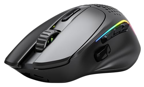 Glorious Gaming Model I 2 Wireless Gaming Mouse – Hybrid 2.4Ghz & Bluetooth, 75 g superleicht, 9 Tasten (2 austauschbar), PTFE-Füße, MMO/MOBA/FPS, lange Akkulaufzeit, Seitliche Daumenauflage – Schwarz Bild 3