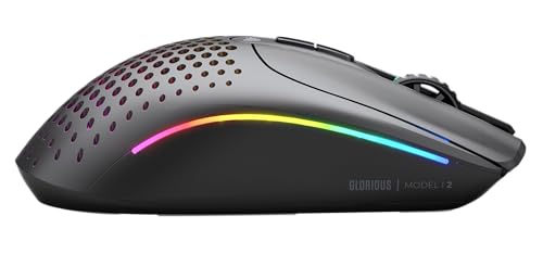Glorious Gaming Model I 2 Wireless Gaming Mouse – Hybrid 2.4Ghz & Bluetooth, 75 g superleicht, 9 Tasten (2 austauschbar), PTFE-Füße, MMO/MOBA/FPS, lange Akkulaufzeit, Seitliche Daumenauflage – Schwarz Bild 5