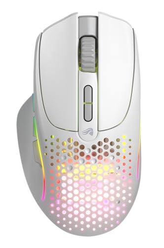 GLORIOUS Gaming Model I 2 Wireless Gaming Mouse – Hybrid 2.4Ghz & Bluetooth, 75 g superleicht, 9 Tasten (2 austauschbar), PTFE-Füße, MMO/MOBA/FPS, Lange Akkulaufzeit, Seitliche Daumenauflage – Weiß Bild 2