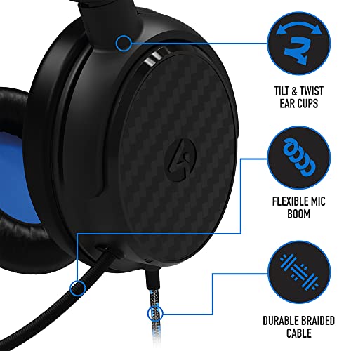 4Gamers C6-100 Over-Ear-Gaming-Headset, kompatibel mit PS4/PS5, Xbox, Switch, PC mit flexiblem Mikrofon, 3,5 mm Klinke, 1,5 m Kabel, leicht, bequem und langlebig Bild 4