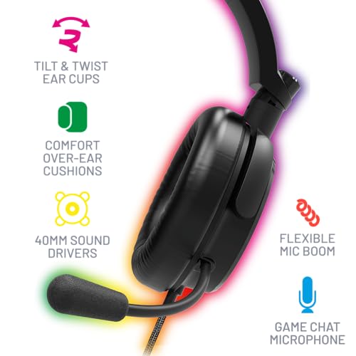 4Gamers C6-100 LED-beleuchtetes Gaming-Headset, kompatibel mit PS4, PS5, Xbox One, Serie S, Serie X, Nintendo Switch, PC & Mobile Bild 4