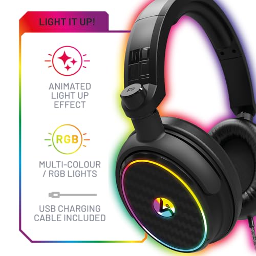 4Gamers C6-100 LED-beleuchtetes Gaming-Headset, kompatibel mit PS4, PS5, Xbox One, Serie S, Serie X, Nintendo Switch, PC & Mobile Bild 5