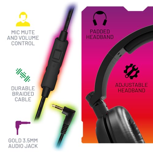 4Gamers C6-100 LED-beleuchtetes Gaming-Headset, kompatibel mit PS4, PS5, Xbox One, Serie S, Serie X, Nintendo Switch, PC & Mobile Bild 6