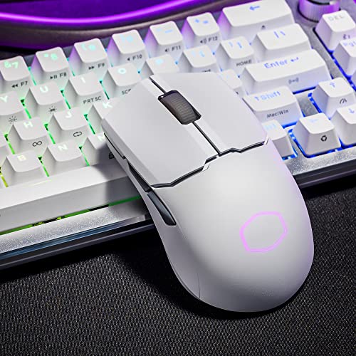 Cooler Master MM712 RGB Gaming-Maus – Ultralight 59g, Hybrid Wireless, 19K DPI PAW3370 Optischer Sensor, 70 Millionen Klicks optische Schalter, On-The-Fly, MasterPlus+ (38K DPI, nur PC) – Weiß Bild 2