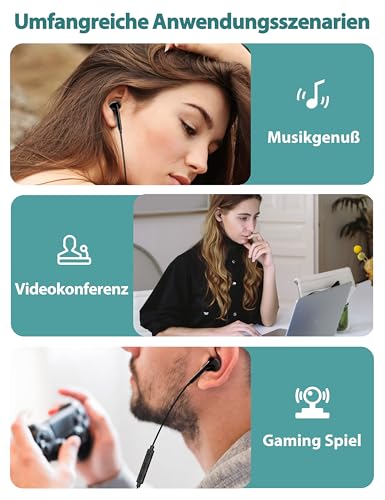 DuKabel USB In Ear Kopfhörer PC Headset mit Mikrofon und Lautstärkeregler USB Gaming Headset für PS4 PS5 PC Laptop Desktop Skype Office Live Bild 5