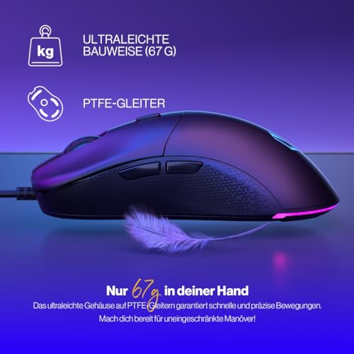 ENDORFY GEM, Leichte Gaming-Maus, Leichte Gaming-Maus (67 g), PixArt PMW3325 Sensor, 8000 DPI, Kailh GM 4.0 switches, 6 programmierbare Tasten, Mausfüße aus „PTFE”, EY6A006 Bild 3