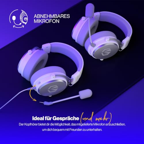 ENDORFY VIRO Plus USB Onyx White, Gaming Over-Ear-Kopfhörer, Abnehmbares Mikrofon, USB 7.1-Soundkarte, Austauschbare Stoffohrpolster, Abnehmbares Kabel, 53 mm Treiber Bild 3