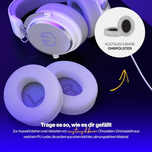 ENDORFY VIRO Plus USB Onyx White, Gaming Over-Ear-Kopfhörer, Abnehmbares Mikrofon, USB 7.1-Soundkarte, Austauschbare Stoffohrpolster, Abnehmbares Kabel, 53 mm Treiber Bild 4