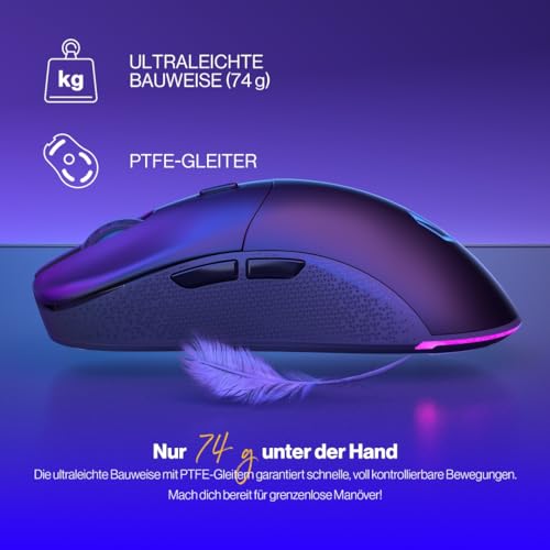 ENDORFY GEM Plus Wireless, Leichte kabellose Gaming-Maus (74 g), PixArt PAW3395 Sensor der Spitzenklasse, 26.000 DPI, langlebige Kailh GM 8.0 Schalter, 6 programmierbare Tasten, EY6A013 Bild 3