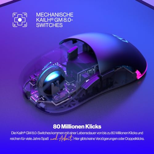 ENDORFY GEM Plus Wireless, Leichte kabellose Gaming-Maus (74 g), PixArt PAW3395 Sensor der Spitzenklasse, 26.000 DPI, langlebige Kailh GM 8.0 Schalter, 6 programmierbare Tasten, EY6A013 Bild 4