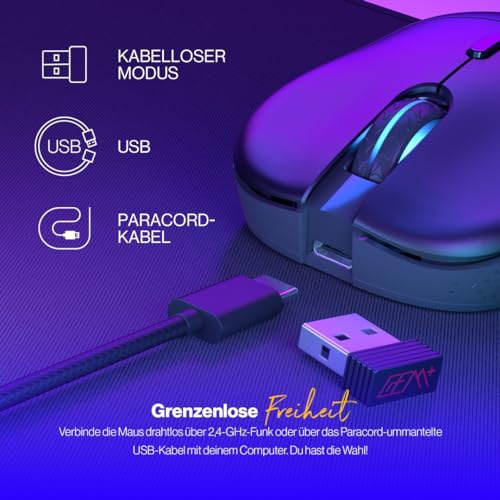 ENDORFY GEM Plus Wireless, Leichte kabellose Gaming-Maus (74 g), PixArt PAW3395 Sensor der Spitzenklasse, 26.000 DPI, langlebige Kailh GM 8.0 Schalter, 6 programmierbare Tasten, EY6A013 Bild 5