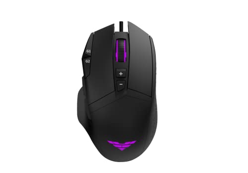 PREYON Falcon Kabelgebundene Gaming-Maus mit RGB-Hintergrundbeleuchtung und Geflochtenem Kabel - Computermaus mit Omron 20M-Schaltern - 12400 DPI Optischer Sensor - 9 Programmierbare Tasten Bild 1