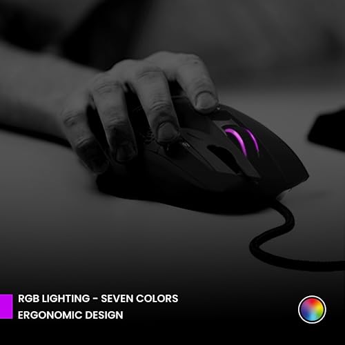 PREYON Falcon Kabelgebundene Gaming-Maus mit RGB-Hintergrundbeleuchtung und Geflochtenem Kabel - Computermaus mit Omron 20M-Schaltern - 12400 DPI Optischer Sensor - 9 Programmierbare Tasten Bild 2