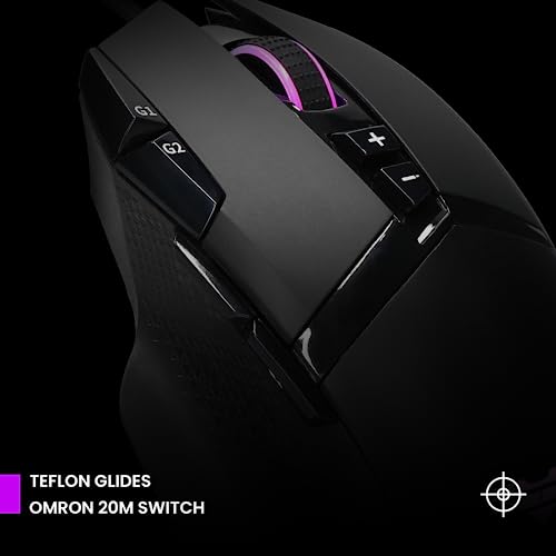 PREYON Falcon Kabelgebundene Gaming-Maus mit RGB-Hintergrundbeleuchtung und Geflochtenem Kabel - Computermaus mit Omron 20M-Schaltern - 12400 DPI Optischer Sensor - 9 Programmierbare Tasten Bild 4