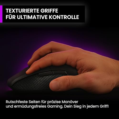 PREYON Gaming Maus mit Kabel 1.8 m und Kabellose Mouse für PC Gamingmaus Wireless - Programmierbare Tasten RGB-Leuchten 2.4G Hz USB Leichtgewicht 85 g 16K DPI Sensor-Anpassungen - Owl Schwarz Bild 7