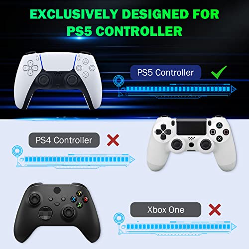MoKo Grün Hinterlicht Tastatur für PS5 Controller, Kabellos PS5 Mini Tastatur Chatpad für Playstation 5 Controller, Integriert Tastaturlautsprecher mit 3,5 mm Buchse für Nachrichten & Chatten, Schwarz Bild 2