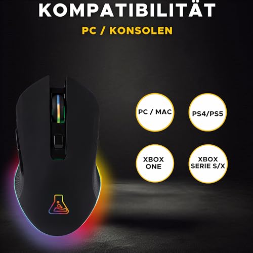 THE G-LAB Kult Helium USB-Gamer-Maus mit Kabel - Optischer Sensor mit 800 bis 6400 DPI, 7-farbige LED-Hintergrundbeleuchtung, 6 Tasten - PC Mac Xbox One PS5 (Kabellos) Bild 5