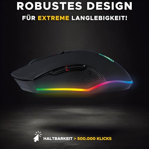 THE G-LAB Kult Helium USB-Gamer-Maus mit Kabel - Optischer Sensor mit 800 bis 6400 DPI, 7-farbige LED-Hintergrundbeleuchtung, 6 Tasten - PC Mac Xbox One PS5 (Kabellos) Bild 6