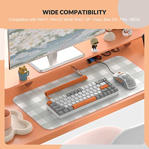 YINDIAO T8 60% RGB Gaming Tastatur und Maus Set + Gewendeltes USB-C Kabel,Kabelgebundene Mechanische Tastatur,68 Tasten TKL Compact Layout,Maus mit Wabenstruktur,Bis zu 6400DPI,für PC PS5 -Hellgrau Bild 2