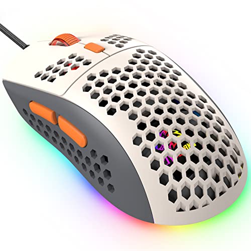 383 PRO Ultraleichte kabelgebundene Gaming-Maus, leichte Wabenschale, 6 RGB-atmungsaktive Hintergrundbeleuchtung, 6 einstellbare DPI 6400, USB-optisches Modell Win10/XP/Xbox/PS4/PS5/Mac/HP/Acer Bild 1