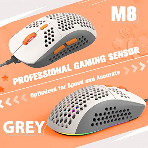 383 PRO Ultraleichte kabelgebundene Gaming-Maus, leichte Wabenschale, 6 RGB-atmungsaktive Hintergrundbeleuchtung, 6 einstellbare DPI 6400, USB-optisches Modell Win10/XP/Xbox/PS4/PS5/Mac/HP/Acer Bild 2