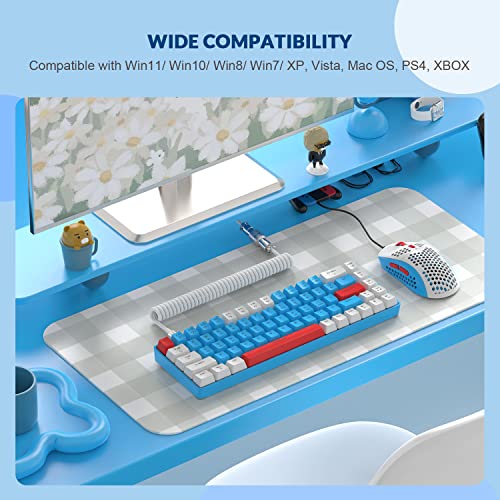 YINDIAO T8 60% RGB Gaming Tastatur und Maus Set + Gewendeltes USB-C Kabel,Kabelgebundene Mechanische Tastatur,68 Tasten TKL Compact Layout,Maus mit Wabenstruktur,Bis zu 6400DPI,für PC MAC PS5 -Blau Bild 2