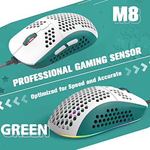 383 PRO Ultraleichte kabelgebundene Gaming-Maus, leichte Wabenschale, 6 RGB-atmungsaktive Hintergrundbeleuchtung, 6 einstellbare DPI 6400, USB-optisches Modell Win10/XP/Xbox/PS4/PS5/Mac/HP/Acer Bild 2