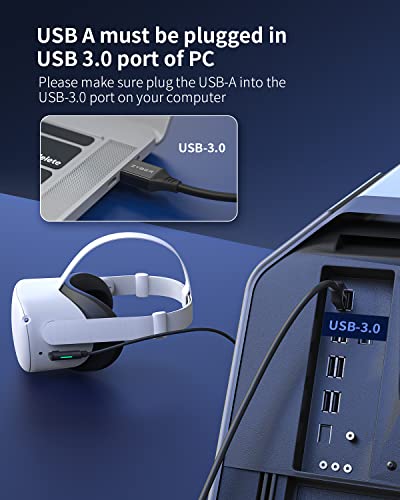 ZYBER Link Kabel 5M für PICO 4 für Quest 3S/3/2 VR Headset Link Kabel für Meta Quest Pro 2/1 Gaming PC, High-Speed USB 3.0 auf USB C für PC (schwarz) Bild 4