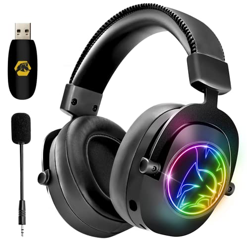EMPIRE GAMING – WarCry P-W2 Wireless WiFi 2.4GHz Gaming-Headset RGB mit Abnehmbarer Mikrofon -PS5 / PS4 / PC/Mac/Switch – Surround-Stereo-Sound – Omnidirektionale Geräuschunterdrückung Bild 1