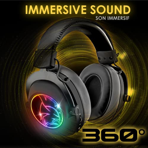 EMPIRE GAMING – WarCry P-W2 Wireless WiFi 2.4GHz Gaming-Headset RGB mit Abnehmbarer Mikrofon -PS5 / PS4 / PC/Mac/Switch – Surround-Stereo-Sound – Omnidirektionale Geräuschunterdrückung Bild 3