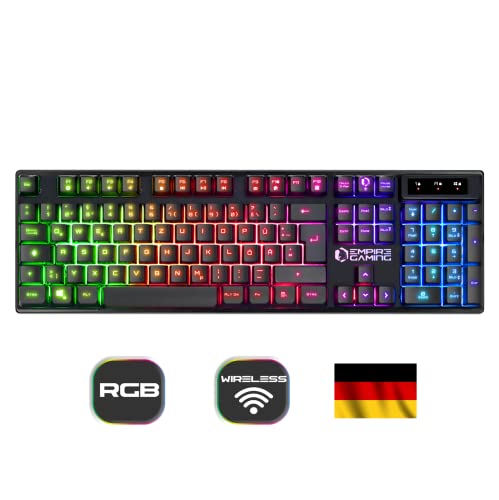 EMPIRE GAMING - Armor RF800 Wireless Wiederaufladbare Gaming Tastatur und Maus Set QWERTZ (DE-Layout) -Tastatur 2,4GHz RGB - Maus 4800 DPI mit Mauspad - PC PS4 PS5 Xbox One/Serie Mac - Schwarz Bild 2