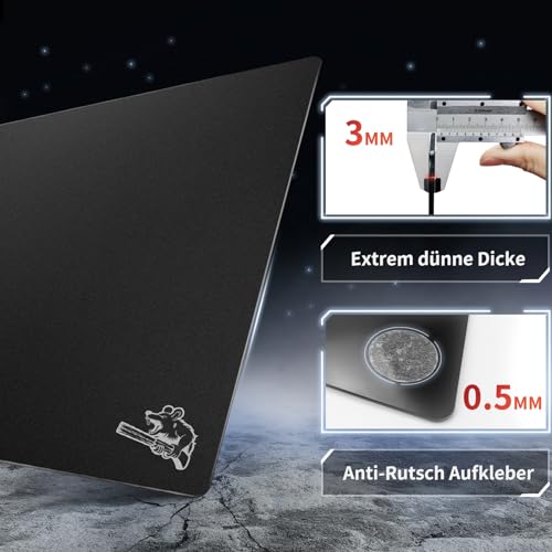 SIROOLAC Glas-Gaming-Mauspad 320 mm x 360 mm FPS Game Special Gehärtetes Glas langlebig Dicke 3 mm Schießen Sie präzise und schnell auf Gegner (320 mm x 360 mm, Schwarz) Bild 5