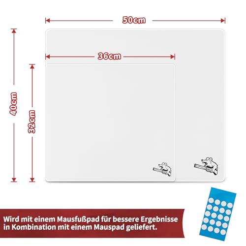 SIROOLAC Gaming-Glas-Mauspad, 320 mm x 360 mm, FPS Game Special, langlebiges gehärtetes Glas, 3 mm dick, Schießen Sie präzise und schnell auf Gegner (320 mm x 360 mm, weiß) Bild 6