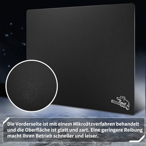 SIROOLAC Gaming-Mauspad aus Glas, 400 mm x 500 mm, FPS-Spiel, spezielles gehärtetes Glas, langlebig, 3 mm Dicke, präzise und schnell Gegner schießen (400 mm x 500 mm, Schwarz) Bild 3