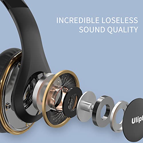 Uliptz Bluetooth Kopfhörer Over Ear, 65 Stunden Spielzeit Kopfhörer Kabellos mit 6 EQ-Modi, HiFi-Stereo Faltbares Bluetooth 6.0 Wireless Headphones für Reisen/Büro/Handy/PC (Schwarz) Bild 2