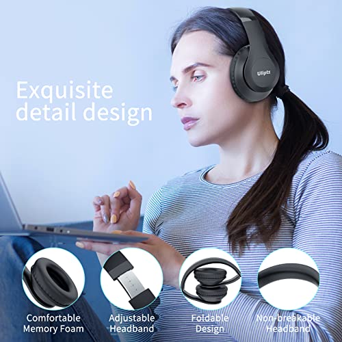 Uliptz Bluetooth Kopfhörer Over Ear, 65 Stunden Spielzeit Kopfhörer Kabellos mit 6 EQ-Modi, HiFi-Stereo Faltbares Bluetooth 6.0 Wireless Headphones für Reisen/Büro/Handy/PC (Schwarz) Bild 4
