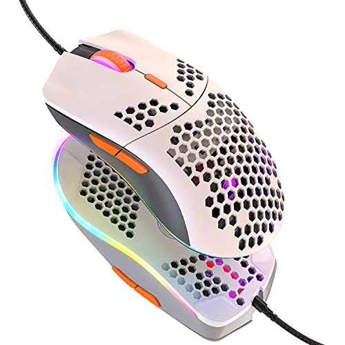 Kabelgebundene Gaming-Maus, leichte 69-G-Maus mit Wabenschale und 6400 DPI, programmierbare USB-Gaming-Mäuse mit 6 Tasten, für PC-Gamer und Xbox- und PS4-Benutzer - Shimmer Bild 1