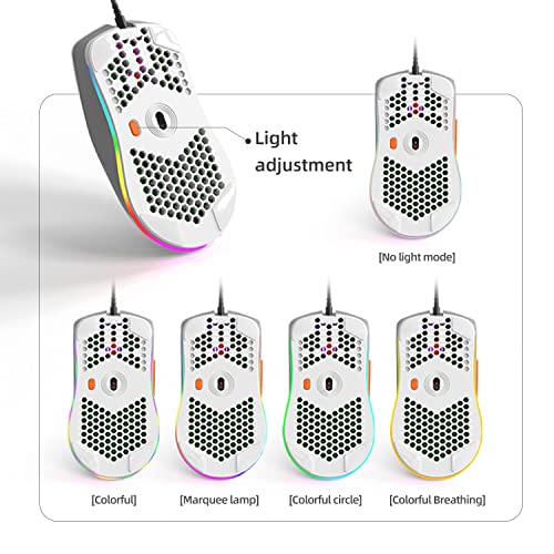 Kabelgebundene Gaming-Maus, leichte 69-G-Maus mit Wabenschale und 6400 DPI, programmierbare USB-Gaming-Mäuse mit 6 Tasten, für PC-Gamer und Xbox- und PS4-Benutzer - Shimmer Bild 6