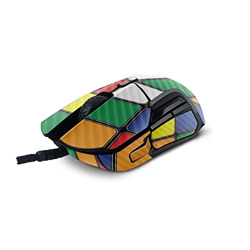 MightySkins Carbonfaser-Hülle, kompatibel mit SteelSeries Rival 5 Gaming-Maus, Puzzlewürfel, schützende, langlebige strukturierte Kohlefaser-Oberfläche, einfach anzubringen und zu ändern, hergestellt Bild 2