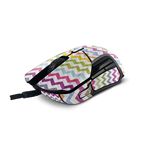 MightySkins Carbonfaser-Hülle, kompatibel mit SteelSeries Rival 5 Gaming-Maus, Regenbogen-Zickzackmuster, schützende, langlebige strukturierte Kohlefaser-Oberfläche, einfach anzubringen und zu ändern Bild 2