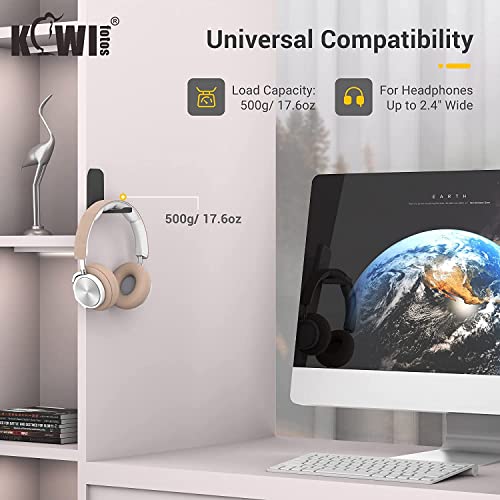 KIWIFOTOS Klebender Schreibtisch Kopfhörer Aufhänger, PC Gaming Headset Halter Stand, faltbar Magnetisches Design Kopfhörer Halterung für Wand oder unter Schreibtisch - Schwarz（2 Packs） Bild 5