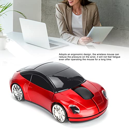 Annadue Sportwagen Maus, Optische Kabellose Computermaus in Rennwagenform mit USB Empfänger, Ergonomische Gaming Mäuse für PC Computer Desktop Laptop, für Gaming, Büro zu Hause (Rot) Bild 3