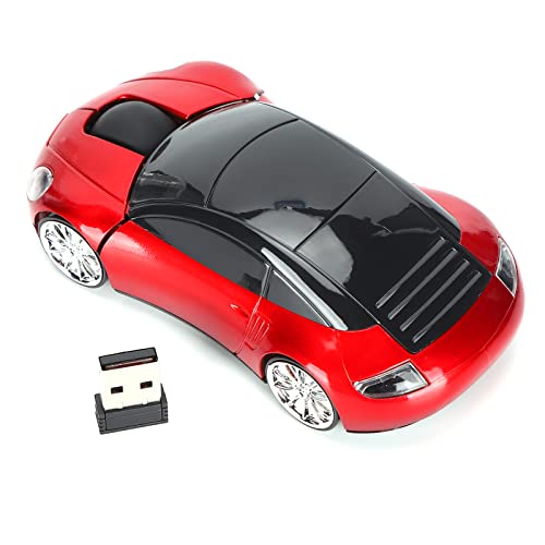Annadue Sportwagen Maus, Optische Kabellose Computermaus in Rennwagenform mit USB Empfänger, Ergonomische Gaming Mäuse für PC Computer Desktop Laptop, für Gaming, Büro zu Hause (Rot) Bild 5