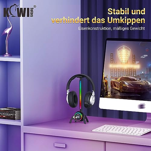 KIWIFOTOS Headset-Ständer mit USB-Hub, RGB-Kopfhörerständer mit Spinnen-Design, rutschfeste Unterseite, PC-Gaming-Zubehör, geeignet für Desktop-Tischspiele, Kopfhörer-Zubehör Bild 2