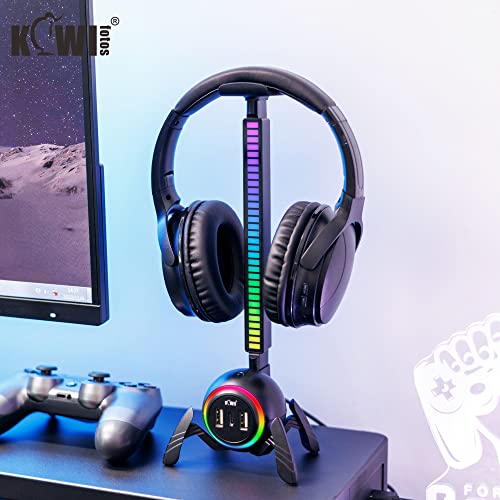 KIWIFOTOS Headset-Ständer mit USB-Hub, RGB-Kopfhörerständer mit Spinnen-Design, rutschfeste Unterseite, PC-Gaming-Zubehör, geeignet für Desktop-Tischspiele, Kopfhörer-Zubehör Bild 3
