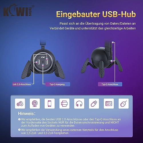 KIWIFOTOS Headset-Ständer mit USB-Hub, RGB-Kopfhörerständer mit Spinnen-Design, rutschfeste Unterseite, PC-Gaming-Zubehör, geeignet für Desktop-Tischspiele, Kopfhörer-Zubehör Bild 4