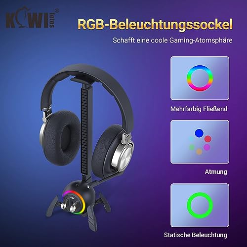 KIWIFOTOS Headset-Ständer mit USB-Hub, RGB-Kopfhörerständer mit Spinnen-Design, rutschfeste Unterseite, PC-Gaming-Zubehör, geeignet für Desktop-Tischspiele, Kopfhörer-Zubehör Bild 5