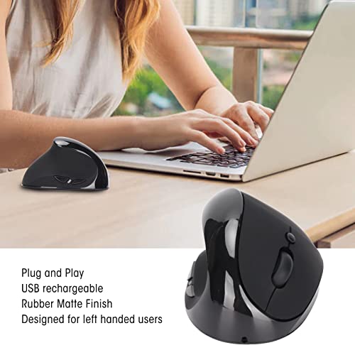 Linke Erweiterte Vertikale Ergonomische Maus, Reduziert Die Muskelbelastung, 2.4g Wireless Leises Klicken USB-mäuse Für Linkshänder Mit Wiederaufladbarem Für Linkshänder (Schwarz) Bild 2