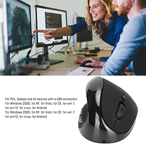 Linke Erweiterte Vertikale Ergonomische Maus, Reduziert Die Muskelbelastung, 2.4g Wireless Leises Klicken USB-mäuse Für Linkshänder Mit Wiederaufladbarem Für Linkshänder (Schwarz) Bild 5